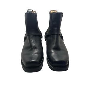 HARLEY DAVIDSON Black Leather Square toe Motorcycle Ankle Boots women’s Sz 8.5